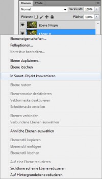 Photoshop: Ebene in Smart-Objekt konvertieren