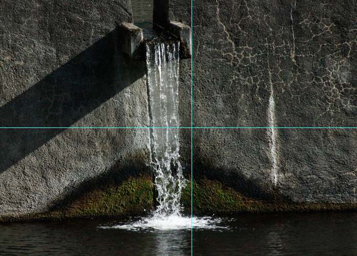 Foto Wasserfall: Bildausschnitt goldener Schnitt mit Hilfslinien