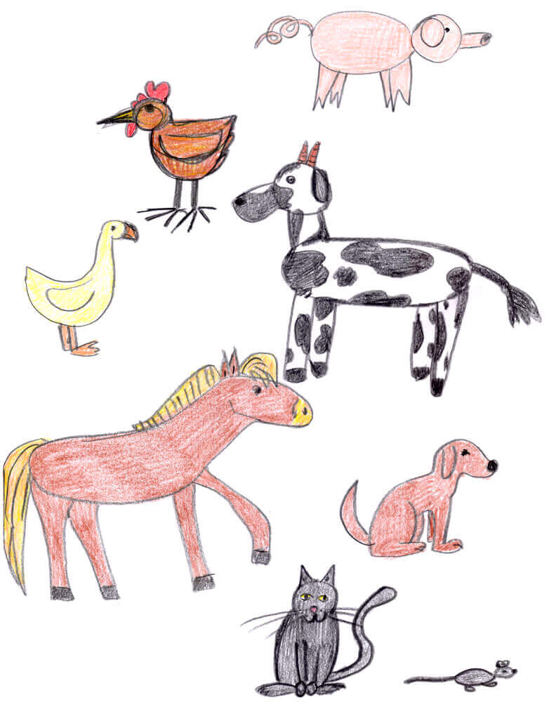 Zeichnen wie ein Kind - Bauernhoftiere