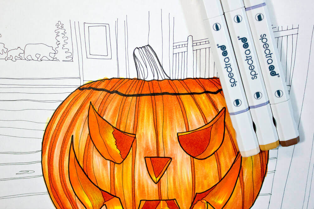 Mit Spectra Ad Marker einen Halloween Kürbis malen