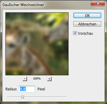 Photoshop: Filter Gaußscher Weichzeichner bearbeiten