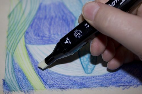 Beispielbild: Aquarellbuntstift mit Marker verblenden