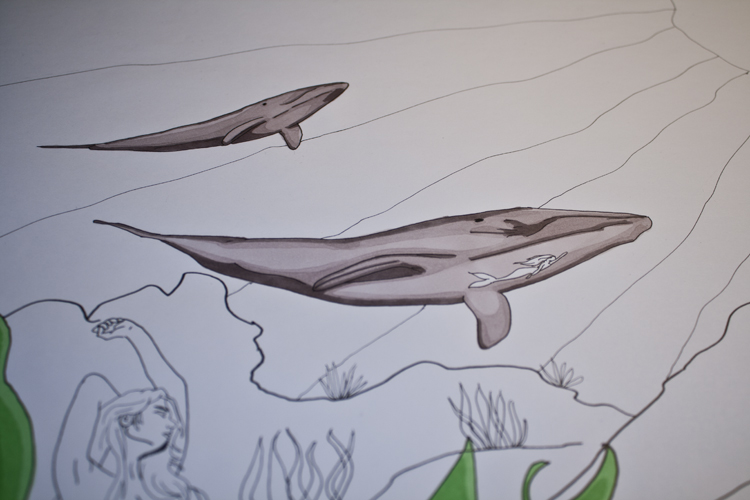 Unterwasserlandschaft Kolorierung Wale 3