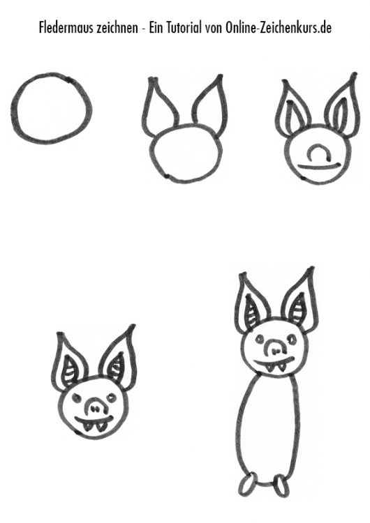 Fledermaus Zeichenanleitung