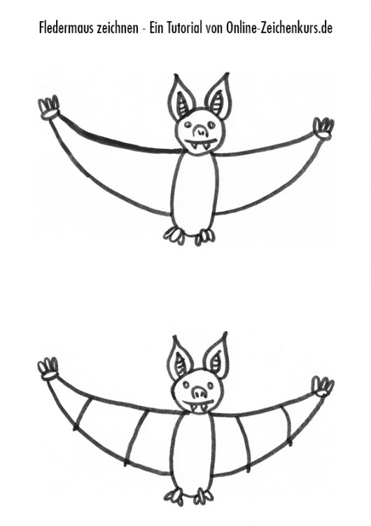 Fledermaus Zeichenanleitung 3