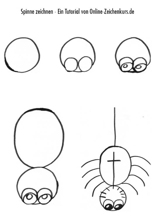Halloweenspinne Zeichenanleitung