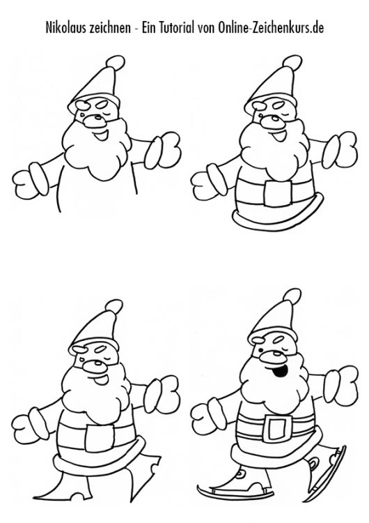 Zeichnen Anleitung: Nikolaus / Weihnachtsmann