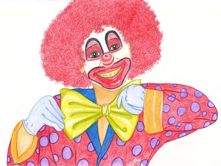 Clown mit Polychromos gemalt