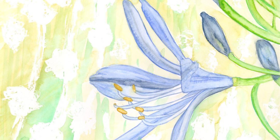 Fertiges Blumenaquarell mit Hintergrund