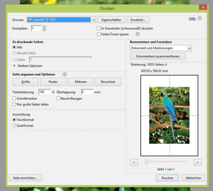 Mit einem A4 Drucker große Formate drucken