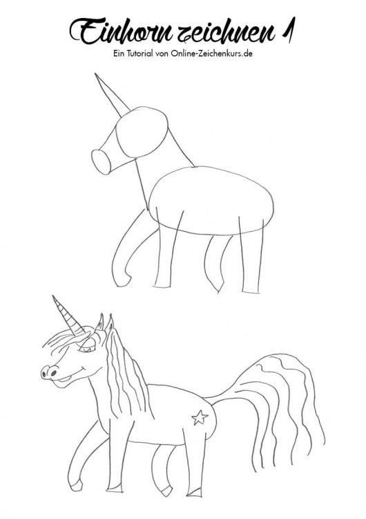Einhorn zeichnen 1 - Zeichenanleitung