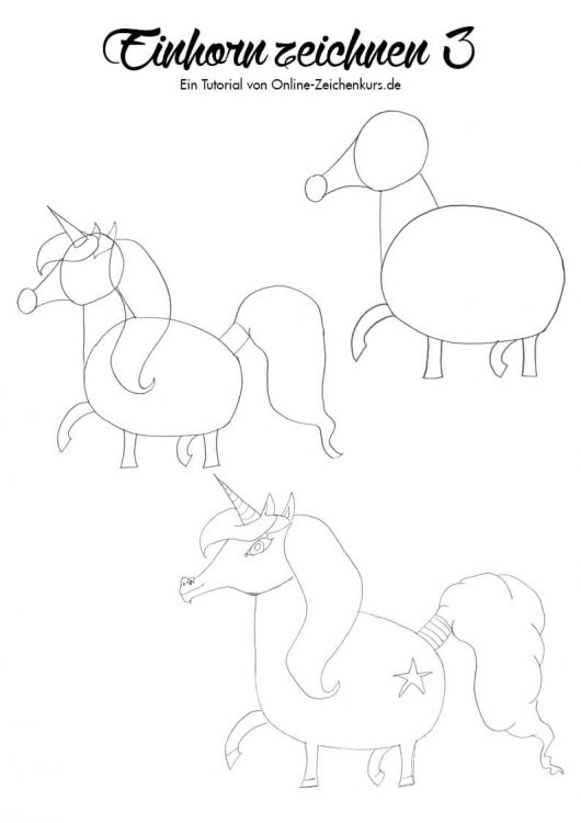 Einhorn zeichnen 3 - Zeichenanleitung
