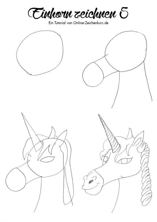 Einhorn zeichnen 5 - Zeichenanleitung