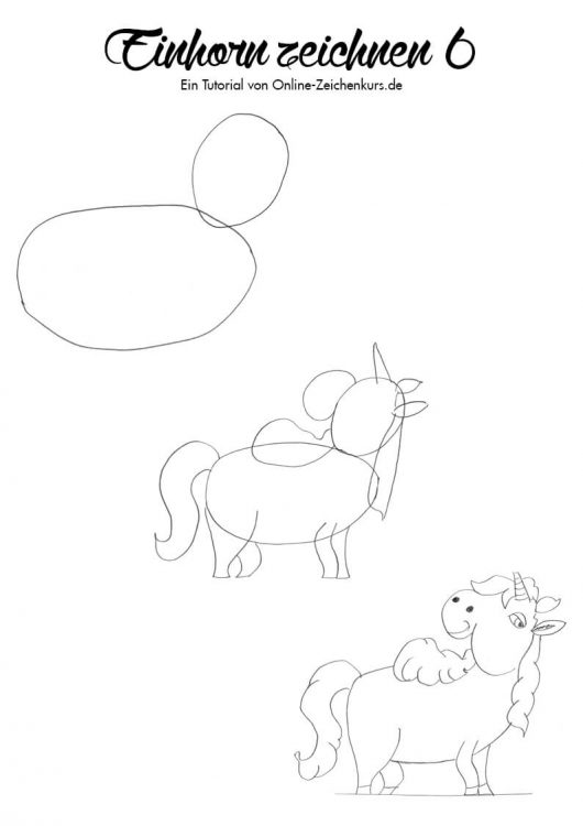 Einhorn zeichnen 6 - Zeichenanleitung
