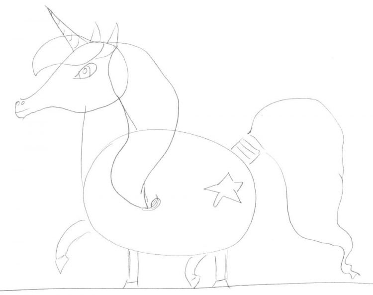 Einhorn zeichnen 3 - Skizze