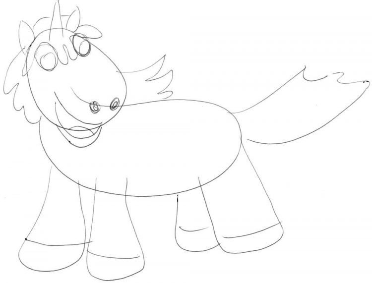 Einhorn zeichnen 4 - Skizze
