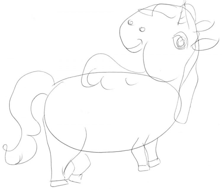 Einhorn zeichnen 6 - Skizze