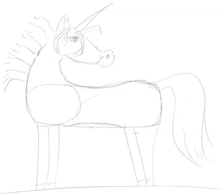 Einhorn zeichnen 7 - Skizze