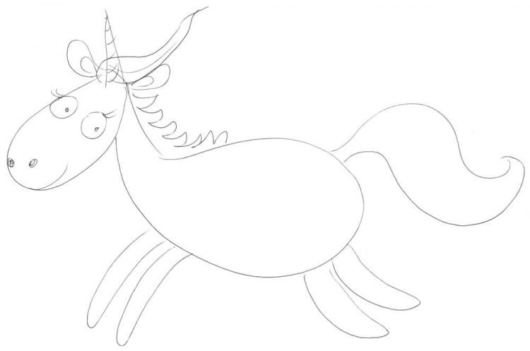 Comic Einhorn zeichnen Skizze