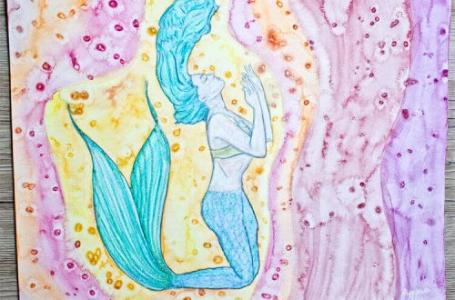 Aquarell Meerjungfrau mit Glitter