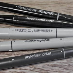Benutze Layoutmarker auf einen Blick: Copic, Spectrum, Noir, Fluxor und Stylefile sowie Stylefile Brush