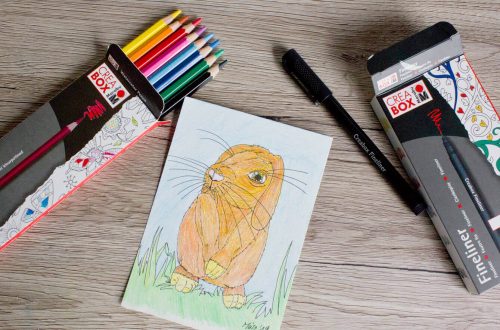 Kaninchen Malerei MIT Marabu Crea Box Watercolor Pencils und Fineliner - Titelbild