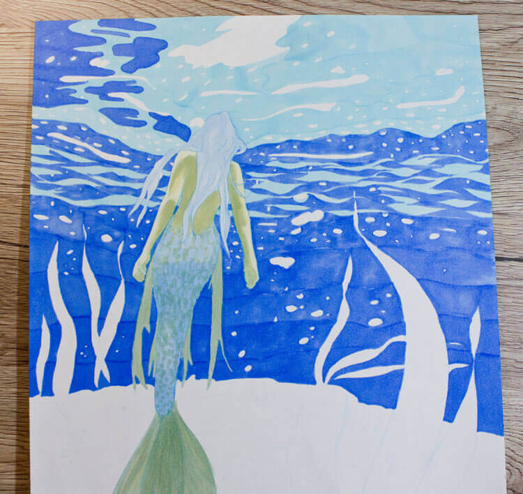 Meerjungfrau Unterwasser Markerkolorierung 10