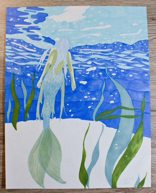 Meerjungfrau Unterwasser Markerkolorierung 11