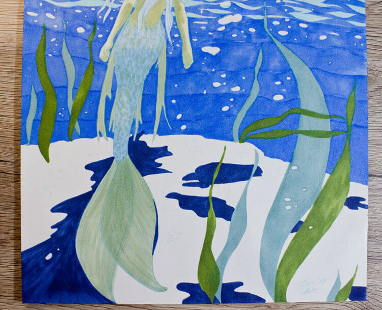 Meerjungfrau Unterwasser Markerkolorierung 12 Detailansicht