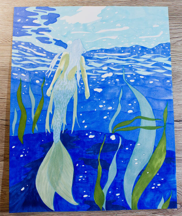Meerjungfrau Unterwasser Markerkolorierung 13