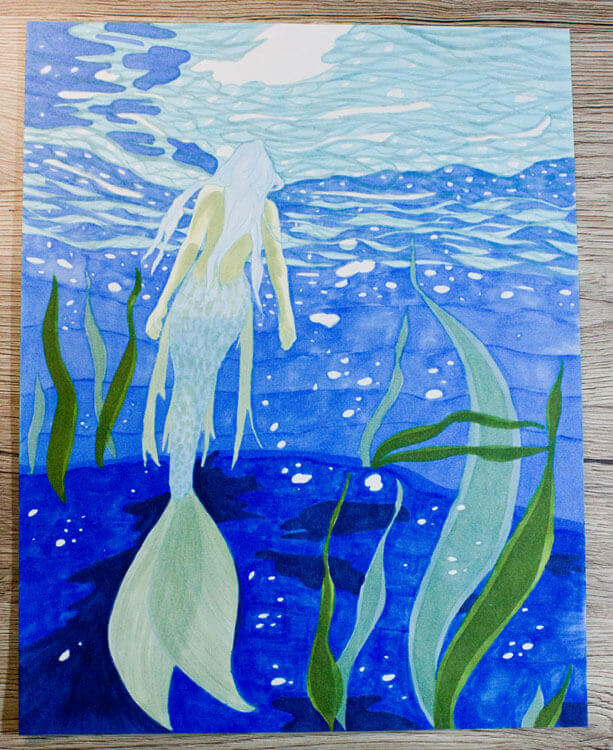 Meerjungfrau Unterwasser Markerkolorierung 15