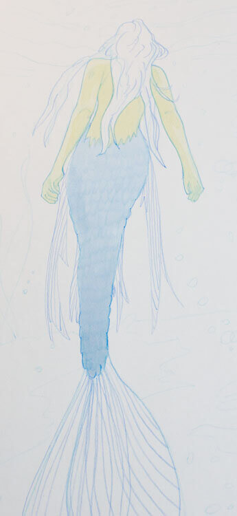 Meerjungfrau Unterwasser Markerkolorierung 2