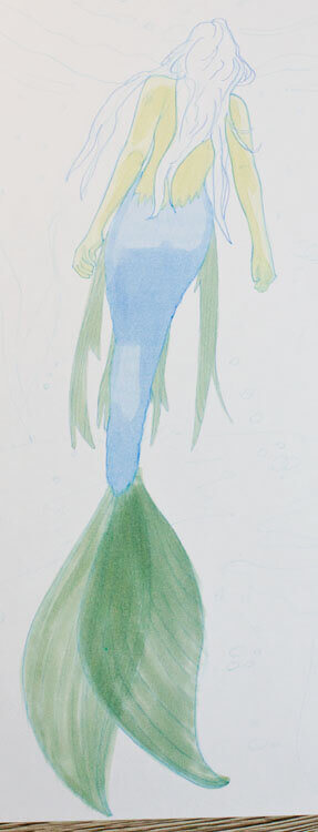 Meerjungfrau Unterwasser Markerkolorierung 4