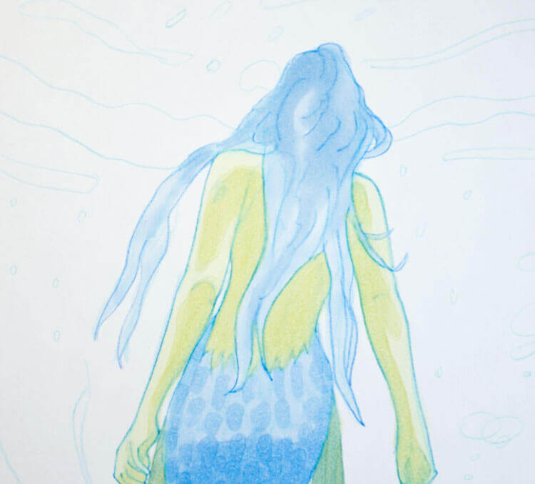 Meerjungfrau Unterwasser Markerkolorierung 6 Detailansicht