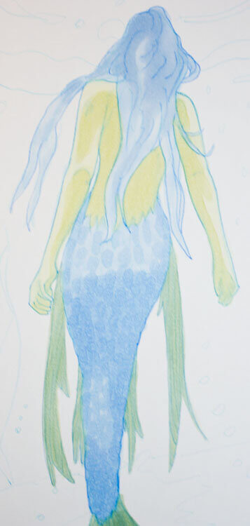 Meerjungfrau Unterwasser Markerkolorierung 6 Detailansicht 2