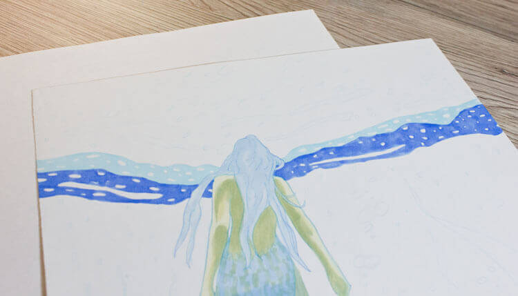 Meerjungfrau Unterwasser Markerkolorierung 7