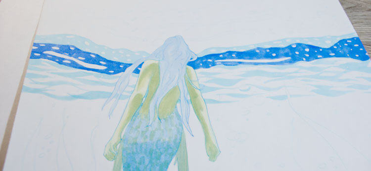 Meerjungfrau Unterwasser Markerkolorierung 7 Detailansicht