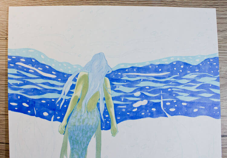 Meerjungfrau Unterwasser Markerkolorierung 8
