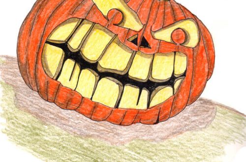 Halloweenkürbis zeichnen: Fertige Kürbiszeichnung