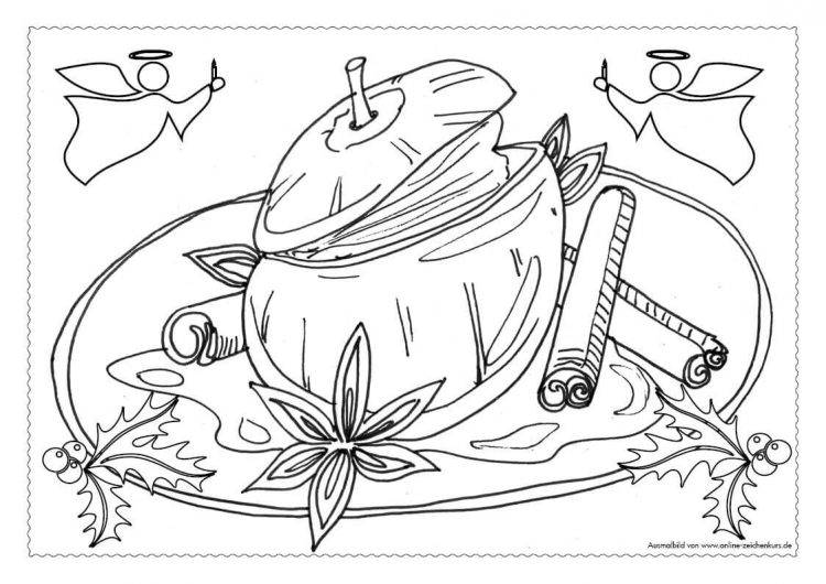 Adventskalender Ausmalbild: Bratapfel - Türchen 11