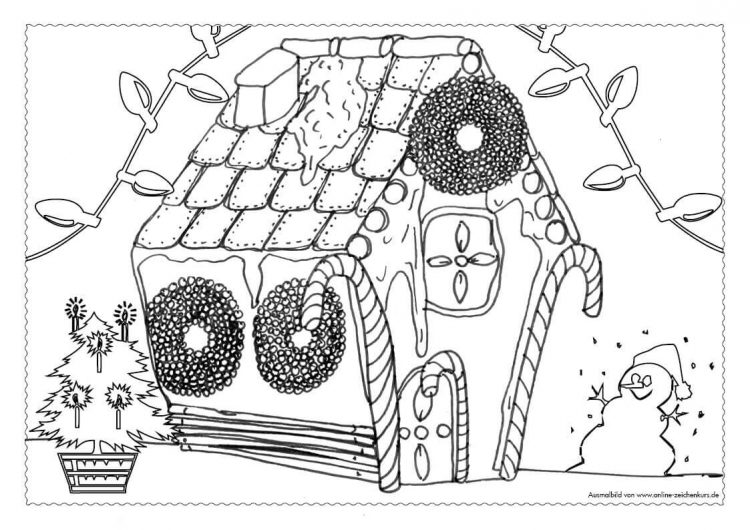 Adventskalender Ausmalbild: Lebkuchenhaus - Türchen 9
