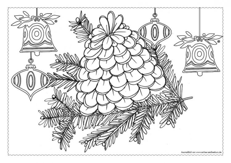 Adventskalender Ausmalbild: Tannenzapfen - Türchen 10