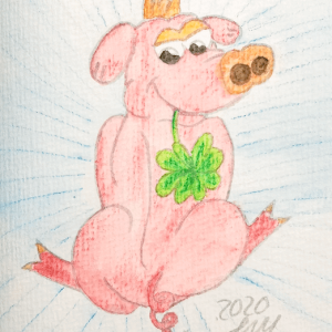 Glücksschweinchen zeichnen - Fertig