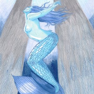 Zwei Farben Kolorierung mit Buntstift Meerjungfrau