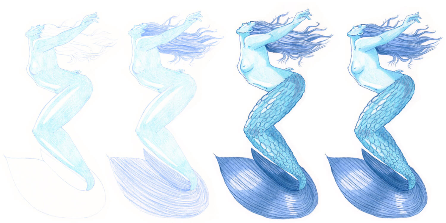 Malen mit zwei Farben Challange Meerjungfrau Titelbild