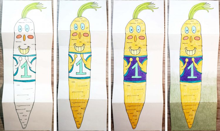 Gruß-Klappkarte basteln – die sportliche Comic-Möhre