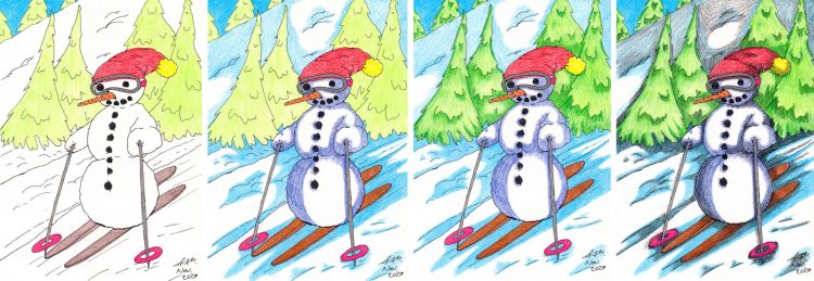 Schneemann malen + Ausmalbild