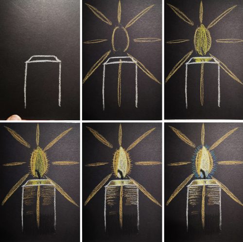 Kerze zeichnen mit Pastellkreiden