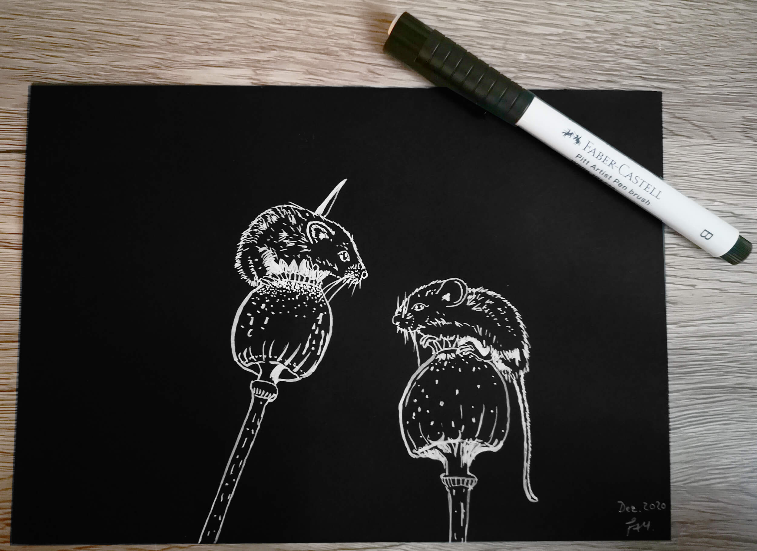Mäuse in schwarz/weiß – Silhouettenbild zeichnen