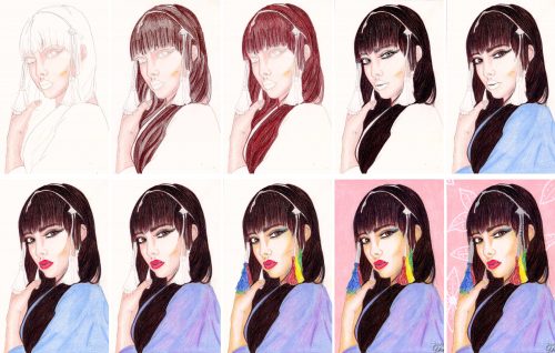 Orientalische Schönheit mit Buntstift zeichnen und malen